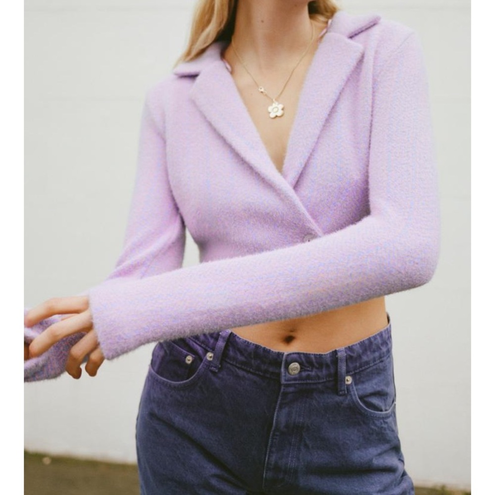 Zara Lavender and Pink Cropped Blazer